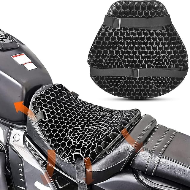Motorcycle Seat Cushion Gel Shock Absorption 3d Honeycomb Mesh Breathable Motorbike Seat Pad Quick-drying Protective Ride Saddle Seat Cover Waterproof