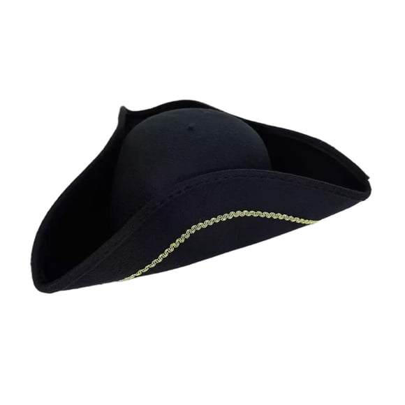 Accesorio para cabeza de sombrero pirata para adultos, hombres y mujeres para fiestas de Halloween y festivales. Negro