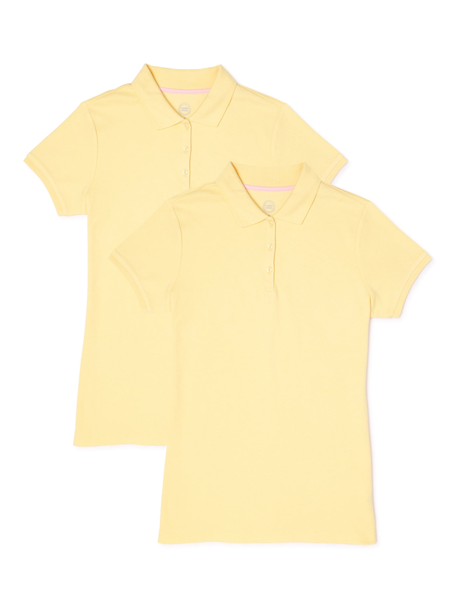 Børnecenter Mansion Spænde Wonder Nation Girls School Uniform Short Sleeve Interlock Polo Shirt,  2-Pack, Sizes 4-18 - Walmart.com