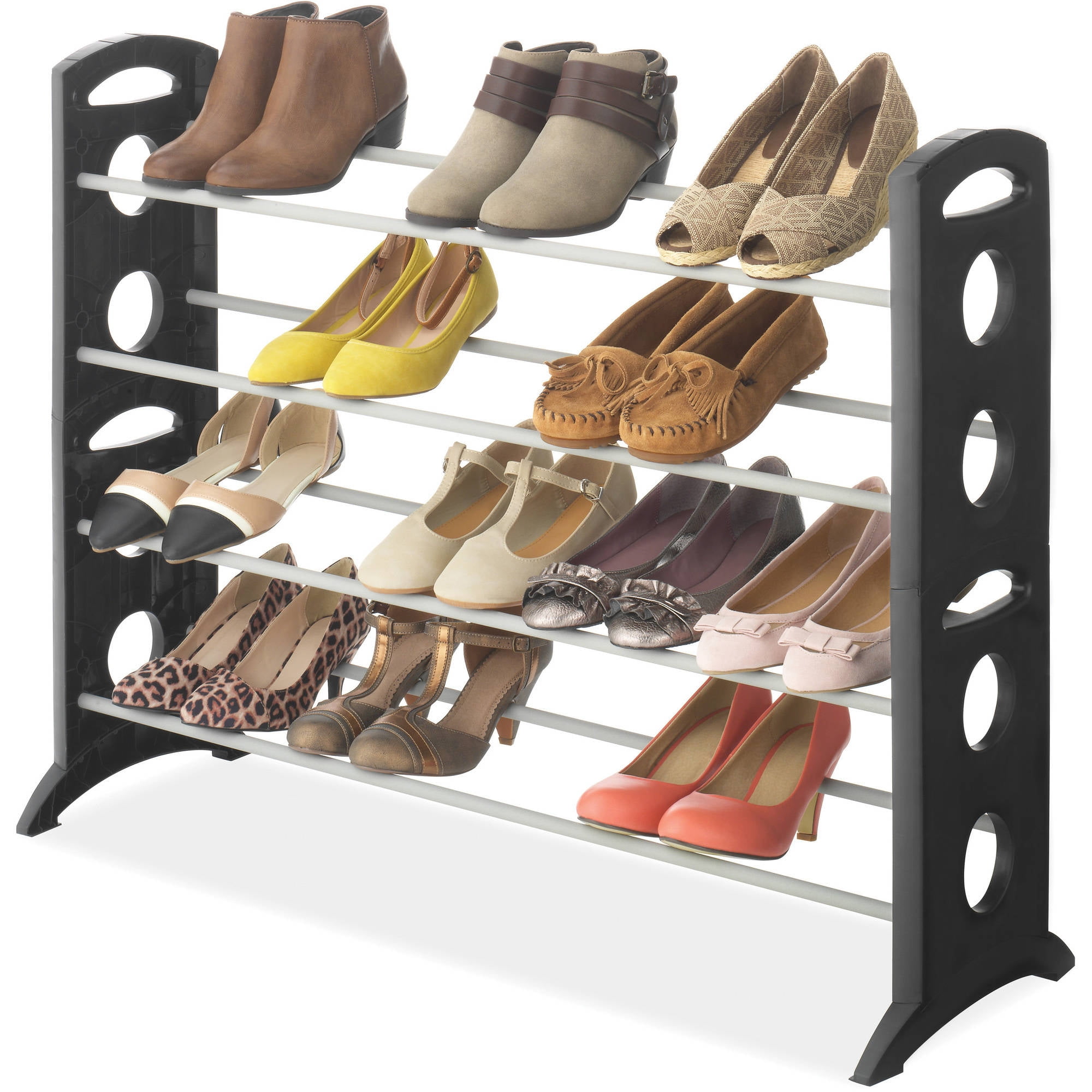 Whitmor 4Tier Freestanding Shoe Rack, Metal, Black