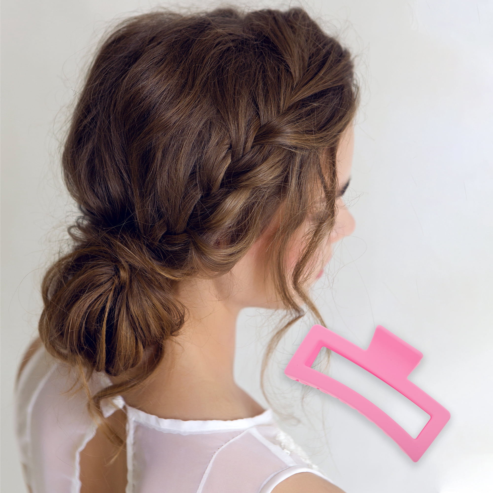 Unique Bargains Rectangle Frosted Hair Clips Home Decoration Daily Styling Dark Pink