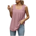 thumbnail image 1 of T-Shirt Sans Manches à Col Plissé Ajouré pour Femmes Printemps, 1 of 4
