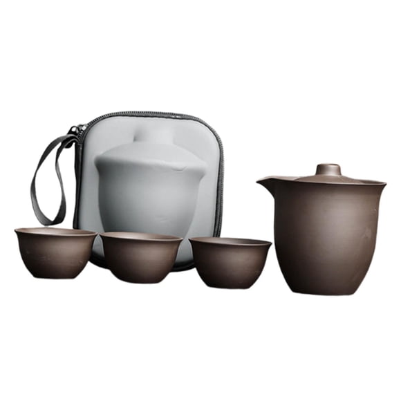 Juego de tetera de porcelana de viaje con bolsa de transporte, elegante juego de tetera de kungfu chino. Color sólido