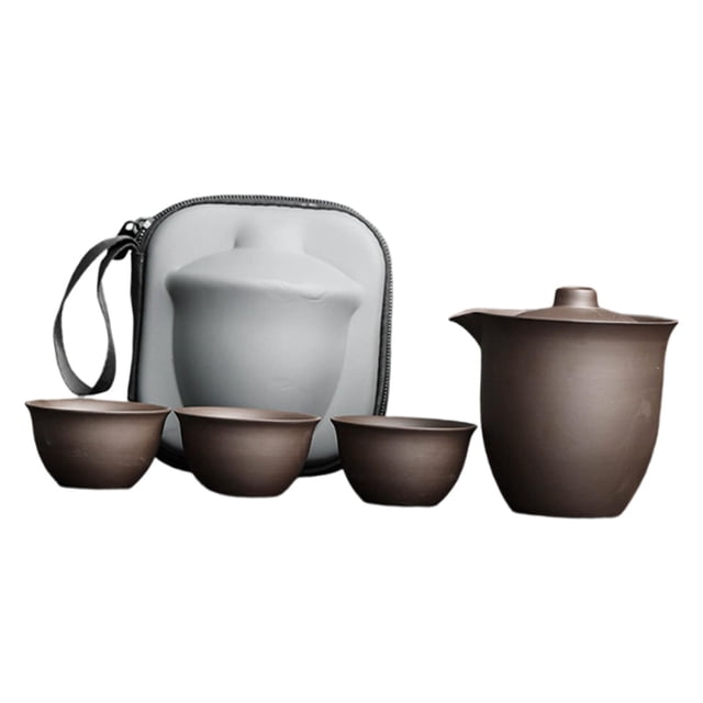 Juego de tetera de porcelana de viaje con bolsa de transporte, elegante juego de tetera de kungfu chino. Color sólido