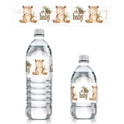 Distinctivs Woodland Teddy Bear Baby Shower Water Bottle Labels, 24 Stickers