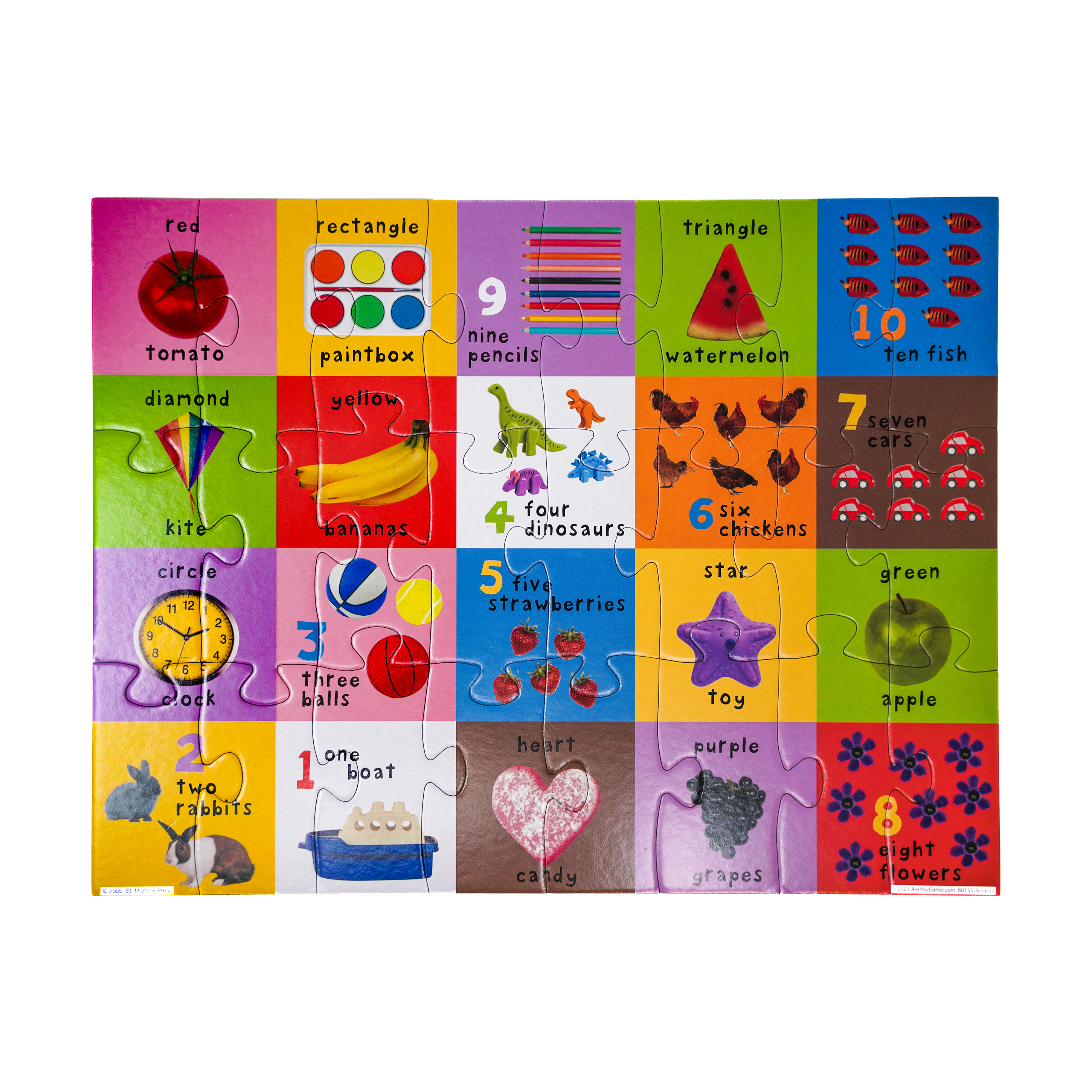 AreYouGame.com First 100 Numbers, Colors, Shapes Mix & Match Puzzle Tin: 24 Pcs