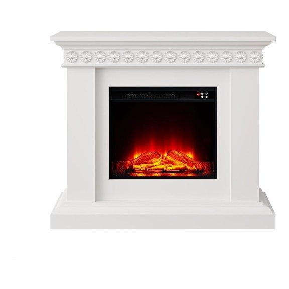 46.5" Wide Electric Freestanding Fireplace w/ Realistic LED Flames - White