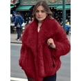 thumbnail image 6 of Women'S Faux Fur Coat Faux Fur Jacket Long Sleeve Lapel Winter Jackets Parka Short Coat Wine Red M, 6 of 9