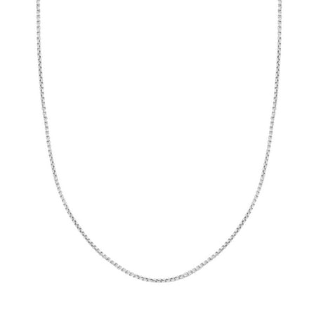 White Gold Round Locket - 14k Solid Gold White Round Box Chain Necklace 1.7 mm 20 Inches