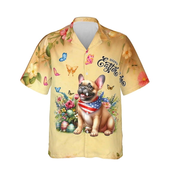 French Bulldog Celebrates Spring and Enjoys a Happy Easter Hawaiian Shirt Breathable Summer Unisex Merch Dog Lover Gifts - 02001
