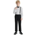 thumbnail image 3 of MEZZALL Boys Long Sleeve Shirt Tops Pants Outfits Set Classic Striped Dress Shirt With Bow Tie For School Formal Wear Casual Daily Style For Boys 3 13 Cozy Toddler Cartoon Clothing, 3 of 5