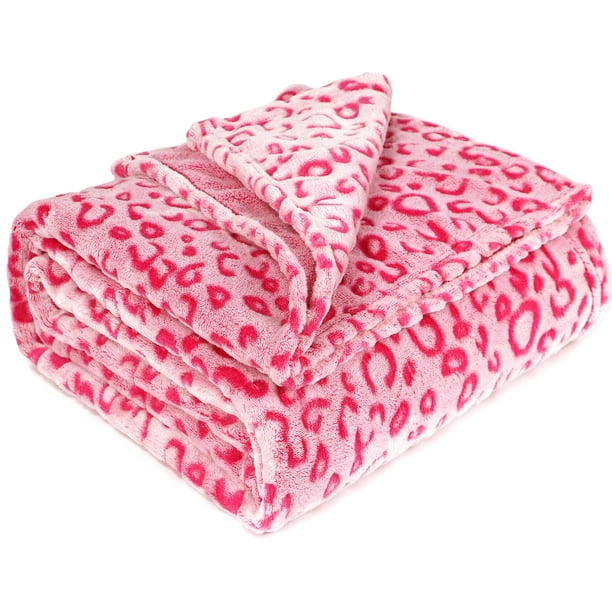 Manta MIBOI de forro polar rosa, franela, estampado de leopardo