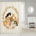 thumbnail image 2 of Manfei Kawaii Kitten Shower Curtain 72Wx72L, Boho Western Flower Bathroom Curtain, Cream, 2 of 5