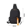 thumbnail image 2 of Bolsa pectoral impermeable multifuncional negra para hombre, mochila bandolera de gran capacidad de 31×18×9 cm con correa ajustable, puerto para auriculares y múltiples bolsillos para viajes, 2 of 5