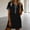 Dresses-433Black, variant on Dresses for Women Denim Trim V-Neck Collared Dress Short Sleeve Button Front Loose Fit Shift Mini Dress Casual Tunic Dress with Pockets White M