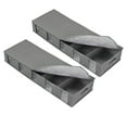 thumbnail image 1 of 2pcs Grey Non-woven Storage Bag Under Bed Clothing Container Case Sundries Holder Foldable Organizer with Transparent Window, 1 of 7