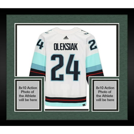 Framed Jamie Oleksiak Seattle Kraken Autographed White Adidas Authentic Jersey with Inaugural Season Jersey Patch - Fanatics Authentic Certified