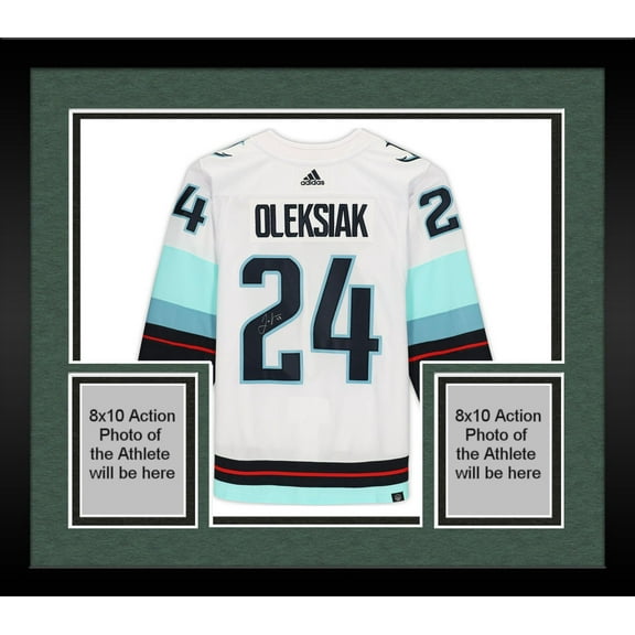 Framed Jamie Oleksiak Seattle Kraken Autographed White Adidas Authentic Jersey with Inaugural Season Jersey Patch - Fanatics Authentic Certified
