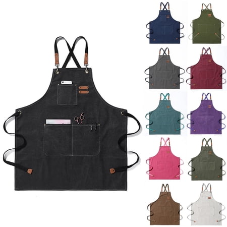 Waterproof Oxford Cloth Work Apron Professional Gardening Tool Apron with Multiple Storage Pockets and Adjustable Straps for Gardeners Black