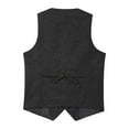thumbnail image 4 of purcolt Mens Tweed Herringbone Wool Suit Vest Slim Fit Casual Business Formal Waistcoat for Groomsmen Wedding(Black, XS), 4 of 7