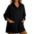 thumbnail image 3 of Women's Loose Fit Hooded Long Sleeve Half Zip Pullover Sweatshirt With Pocket | CSEONE,Black S, 3 of 9