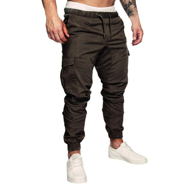 Pantalones leggings lisos para hombre Pantalones con bolsillo para herramientas Pantalones informales de colores