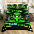 thumbnail image 2 of Manfei Female Men Women Green Car 3 Pieces Duvet Cover Queen,Extreme Sport Lightweight Comforter Cover Queen,Abstract Geometric Buffalo Breathable Bedding Sets Queen Size(No Comforter), 2 of 6