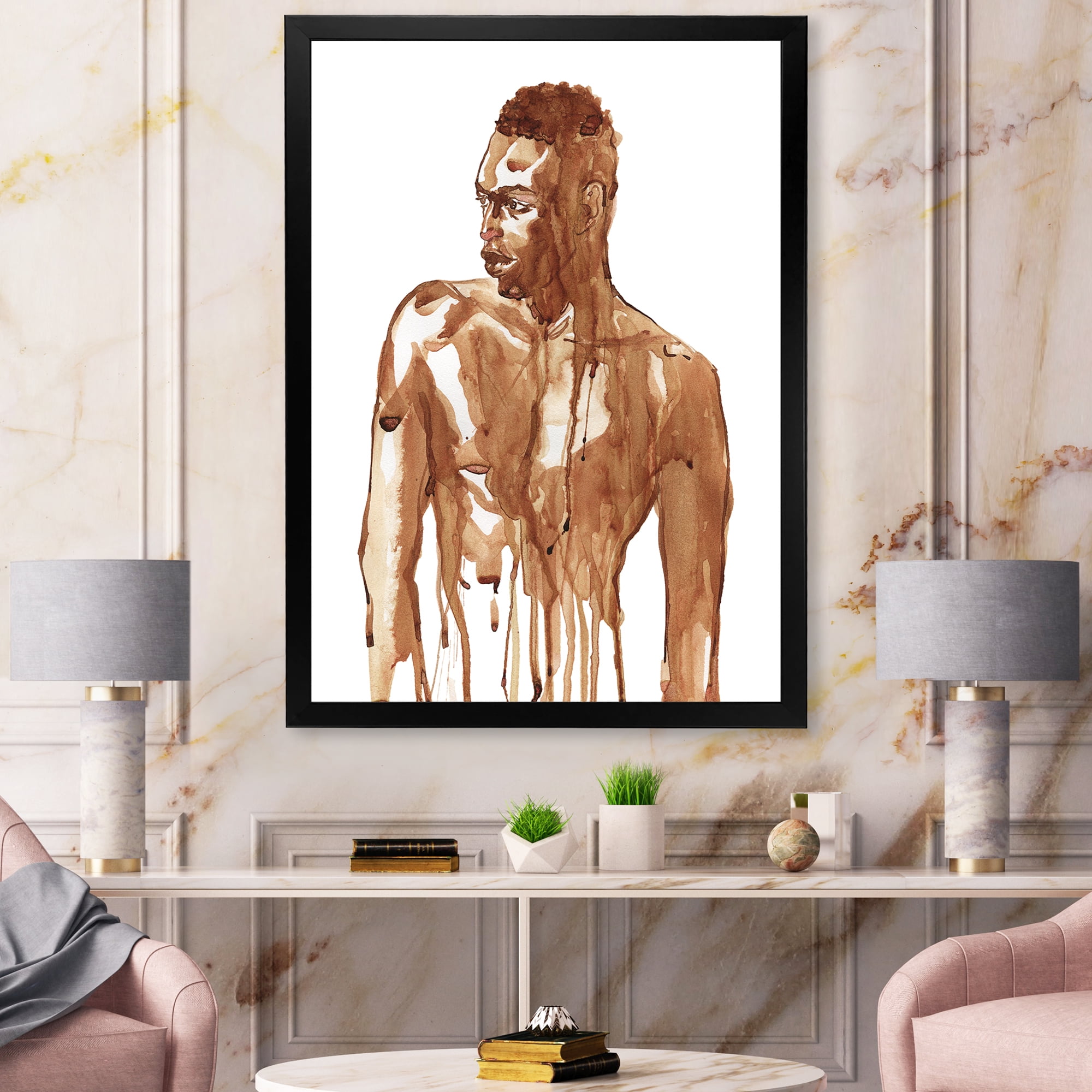 Designart 'Portrait of Handsome African Man On White II' Modern Framed Art Print