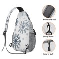 thumbnail image 3 of Sling Backpack,Blue Christmas Snowflake Pattern Sling Bag with Water Bottle Holder,Waterproof Sling Bag for Men/Women with Headphone Jack for Hiking,Travel, 3 of 6