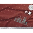 thumbnail image 3 of Soimoi Red Poly Georgette Fabric Dot & Sketch Monuments Architectural Fabric Prints By Yard 52 Inch Wide, 3 of 3