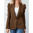 thumbnail image 3 of Rdhnmea Women's Blazers Coat Open Front Puff Sleeve Office Blazer Bussiness Casual Jackets Work Suit with Pockets Fall Spring Outerwear, 3 of 9
