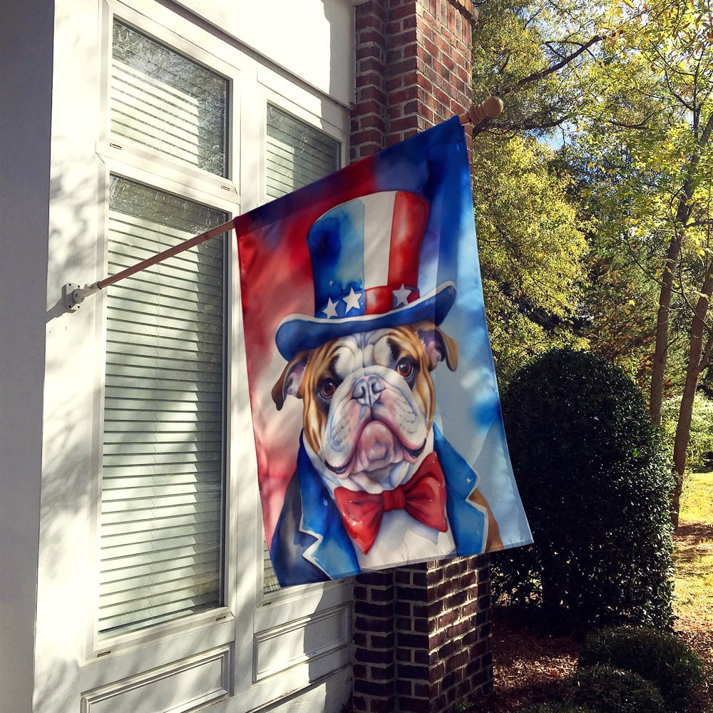 English Bulldog Patriotic American House Flag 28 in x 40 in