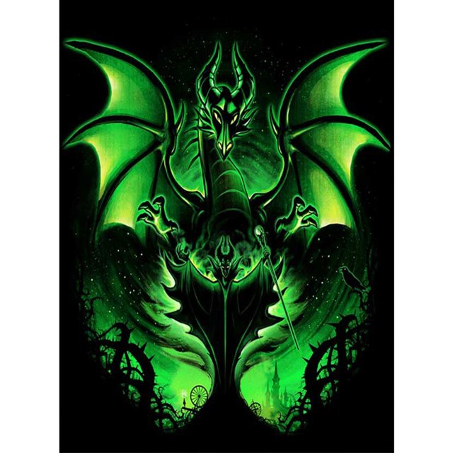 Taladro de diamante silueta de dragón mágico 5D DIY pintura Kits redondo completo (V3458) Hugtrwg Para estrenar