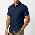 thumbnail image 2 of Avirosel Men's Casual Button Down Short Sleeve Work Shirt with Chest Pockets for Outdoor Activities Navy, 2 of 5