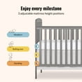 thumbnail image 4 of Dream On Me Anna 3-in-1 Convertible Crib and Changing Table Steel Gray Changing Pad Included, Converts from Baby Crib to Toddler Bed, Day Bed and Kids Sofa, Three Adjustable Mattress Height Positions, 4 of 12