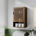 thumbnail image 2 of Medicine Cabinet, Wall Hanging Cabinet with Adjustable Shelf, Bathroom Storage Organizer Over The Toilet with Single Door and Open Bottom Shelf, Walnut, 2 of 14