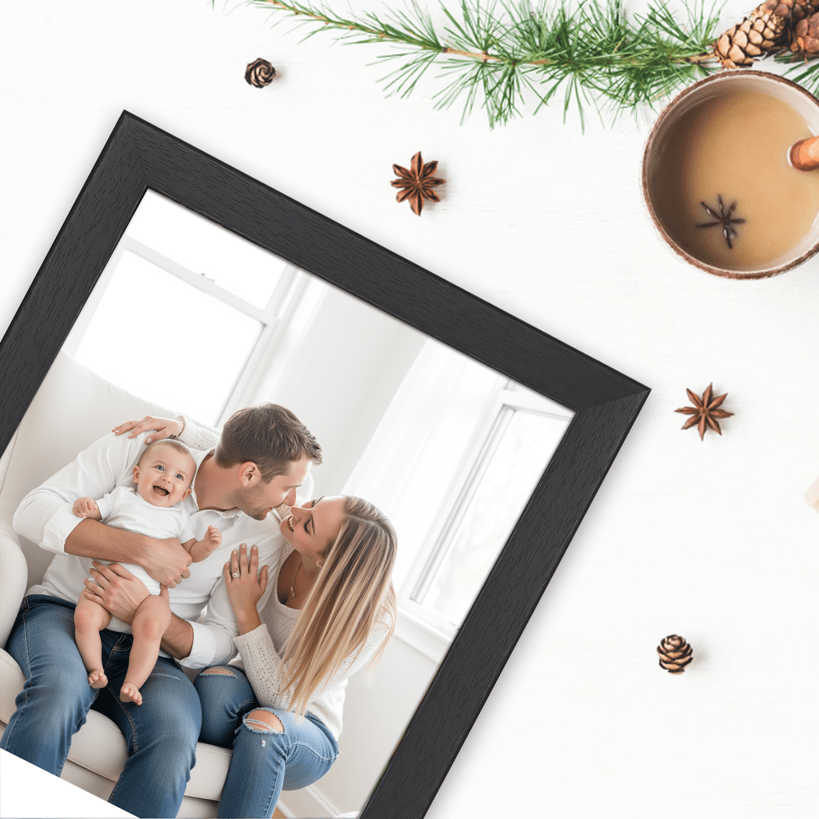 8x10 Picture Frames Set of 7, Black Wood Gallery Photo Frame 8 by 10 for Wall and Tabletop Display