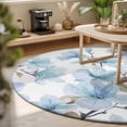 thumbnail image 3 of Round Area Rugs 3.3Ft, Blue Flowers Non-Slip Washable Circle Rugs Carpet, Spring Watercolor Botanical Floral Leaf Plant Indoor Outdoor Rug Floor Mats Throw Runner for Bedroom Living Room Bathroom, 3 of 8