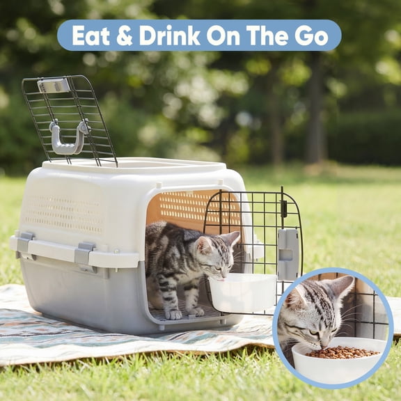 CONCETTA Dog Carrier Cat Carrier for Small/Medium Pets, TSA Airline Approved,Hard-Sided Dog & Cat Carrier, Small Pet Travel Crate with Handle, Ventilated Design,Beige & Gray