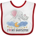 thumbnail image 3 of Inktastic I Love My Babysitter Elephant Family Boys or Girls Baby Bib, 3 of 4
