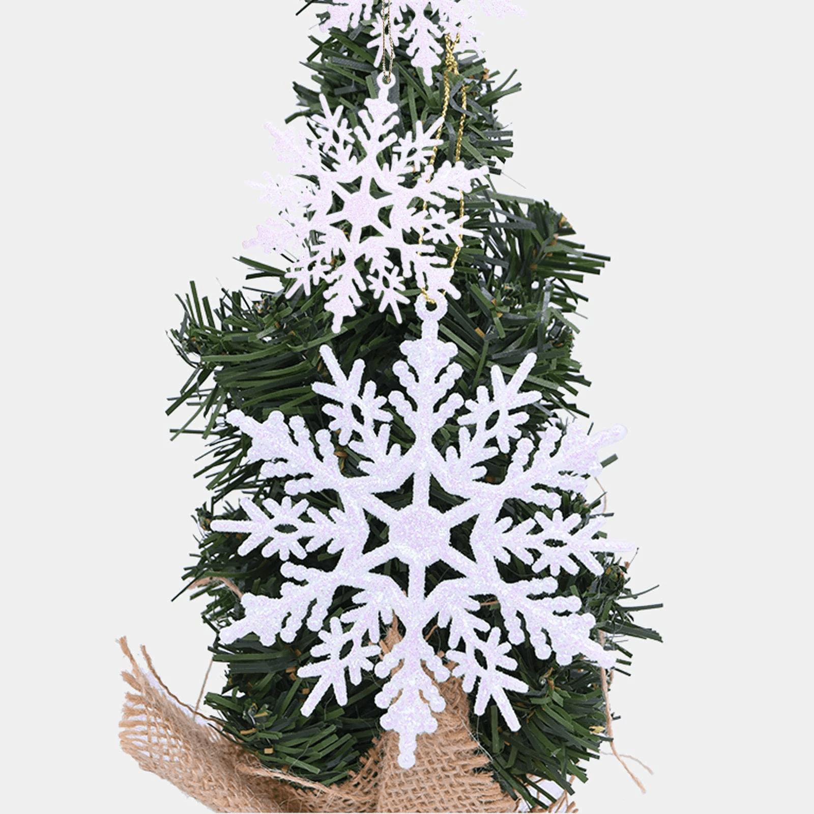 kockuu 36pcs White Snowflake Ornaments Plastic Glitter Snow Flakes  Ornaments for Winter Christmas Tree Decorations Size