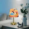 thumbnail image 6 of Modern Minimalist Cone Desk Lamp Antique Bronze Base & Linen Shade Bedside Table Lamp for Bedroom Living Room, Office, Dorm Orange Geometric Shapes Small, 6 of 8