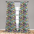 thumbnail image 5 of Ambesonne Retro Curtains, Triangles Lines Dots Pattern, Pair of 28"x63", Sky Blue and Charcoal Grey, 5 of 5