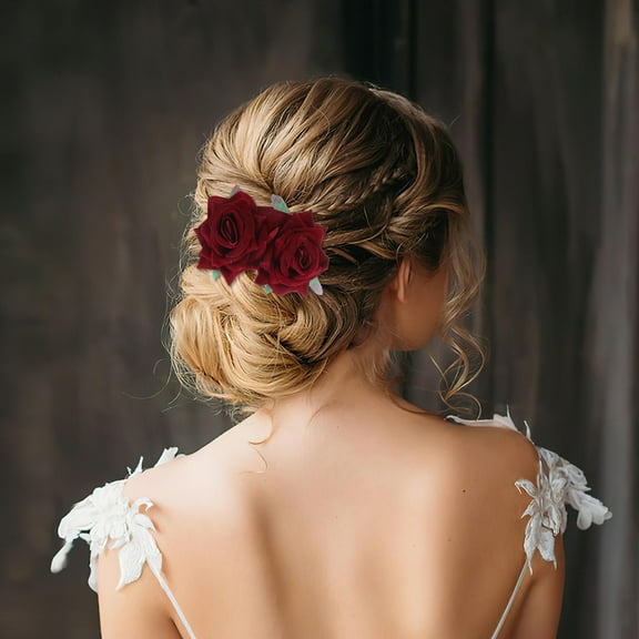 WHAMVOX  Bridal Headpiece Wedding Hair Accessories Rose Flower Comb Bride