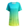 thumbnail image 5 of WEIYLL Ladies T Shirts Summer Loose Pullover Gradient Short Sleeve Tunic With Pockets Sky Blue Blouse Sizes S, 5 of 5