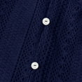 thumbnail image 5 of Sexlip Womens Long Sleeve Button Down Shirt Casual V Neck Mandarin Collar Button Up Blouses Oversized Balloon Sleeve Tops Blue XL, 5 of 5
