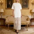 thumbnail image 2 of Levmjia Summer Plus Size Women Casual Dress Solid Color Lace Patchwork Short Sleeve Round Neck Loose Fit Soft Breathable Flowy Maxi Dress for Beach Vacation, 2 of 8