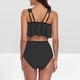 thumbnail image 3 of Bikini de Mujer Trajes de Baño Bikini con Ruffles Conjunto con Sujetador Acolchado Extraíble, Pantalones Cortos de Cintura Alta para la Playa, 3 of 4