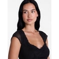 thumbnail image 4 of Madden NYC Women’s Asymmetrical Lace Top with Cap Sleeves, Sizes XXS-XXL, 4 of 5