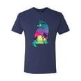thumbnail image 2 of Neon Beach Sunset Cat California Vibes | Mens Animal Lover Premium Tri Blend T-Shirt, Vintage Navy, Large, 2 of 4